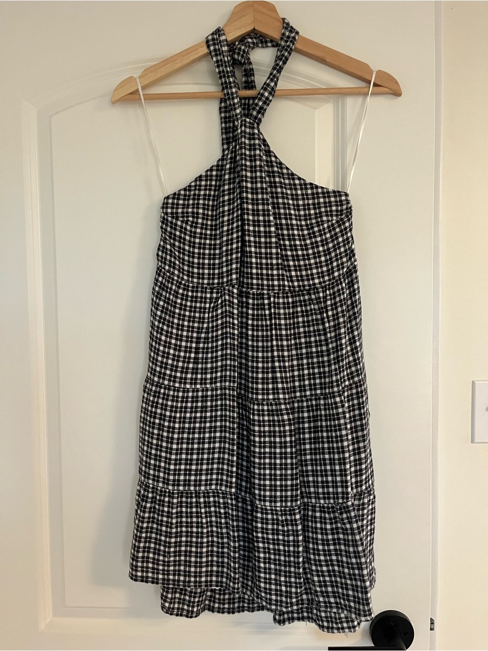 Abercrombie & Fitch Linen Blend Black Gingham Mini Dress, Size XSP